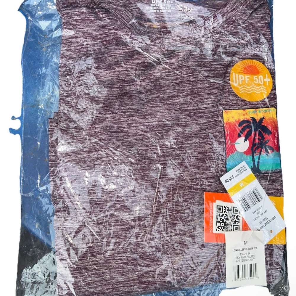 Surf & Swim Co UPF 50+ Long Sleeve Swim Tee Sky And Palms M NWT - Picture 10 of 10